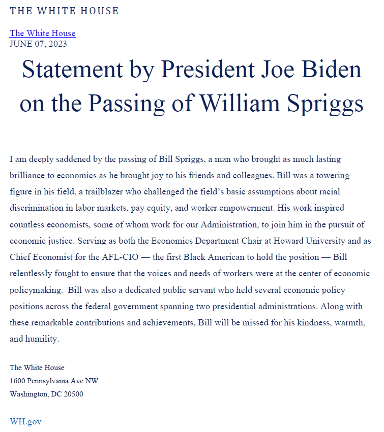 Statement from the White House
